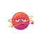 Planet character with unhappy face, flat cartoon vector illustration isolated.