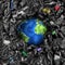 The planet is drowning in the garbage. Recycling. S