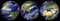 Planet Earth in 3 views isolated on black background - PNG