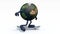 Planet earth with arms and legs on skateboard