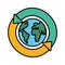Planet earth with arrows isolated icon