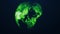 Planet Earth as a green glow hologram. Virtual digital planet Earth on dark background. 4K