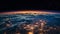 Planet Earth with city lights. Earth from space. 3D illustration with detailed planet surface and visible city lights.