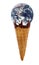 Planet Earth Cone Ice Cream Isolated