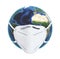 Planet Earth with Face Pollution Mask