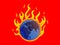 Planet Earth is on fire. Stylized illustration of environmental protection. Vector