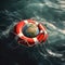 Planet Earth floating on a lifebuoy, to prevent it from sinking