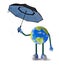 Planet earth forecast rain holding umbrella