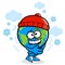 Planet earth getting cold in winter. Vector illustration