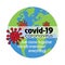 Planet earth globe with coronavirus icon COVID-19. Banner call