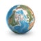 Planet Earth globe. North Pole, Arctic Ocean and Greenland