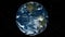 Planet earth globe view from spaceflight with realistic earth surface from space