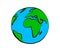 Planet Earth and heart. The globe. Cartoon. Earth Day. Let`s preserve nature. Vector