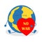 Planet earth with heart in hands. No war. Blue and yellow concept idea. Stop the war against Ukraine. Support for the