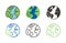 Planet earth with leaf vector thin line icon outline linear stroke illustration. Eco environmentaly friendly sustainable world