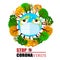 Planet Earth in a mask. The concept of the fight against coronavirus. Emoticon of the earth against the virus.Vector.