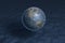 Planet Earth over the turbulent water surface of the ocean. 3D render