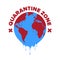 Planet Earth on quarantine 2020. Coronavirus  pandemy. Vector icon