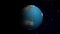 Planet Earth running in dim light, on dark background with stars