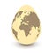 Planet Earth in shape of egg isolated on a white background with shadow. Conceptual  image of world Easter celebration or