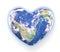 The planet earth shaped as a heart and isolated from the background with a clipping path.Elements of this image furnished by NASA.