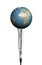 Planet earth in a silver microphone