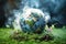 Planet earth in smoke, Environment Social and Governance. World sustainable environment concept. Pollution of the planet. The