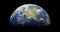 Planet earth from space in front view. Realistic world globe spinning slowly animation. Camera over North America. Half of planet