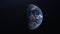 Planet earth from space. Realistic world globe spinning slowly animation. Realistic atmosphere. Starry sky