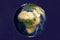 Planet Earth from space showing Africa