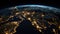 Planet Earth viewed from space with city lights in Europe. Planet Earth background