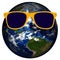 Planet Earth Yellow Sunglasses Isolated