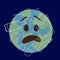 Planet emoji in awe abused by plastic waste and debris