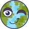 Planet emoji winking positive expression vector