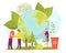Planet environment and ecology care, vector illustration. People character save earth nature, clean environmental world