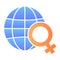 Planet with female symbol flat icon. Womens day color icons in trendy flat style. Earth with gender sign gradient style
