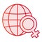 Planet with female symbol flat icon. Womens day pink icons in trendy flat style. Earth with gender sign gradient style