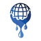 Planet flowing down water icon