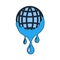 Planet With Flowing Down Water Icon