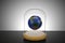 Planet in glass bell with wooden base include path.3D illustration