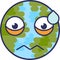 Planet globe emoji perspirable expression vector