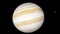 Planet jupiter orbiting in space. View from a probe