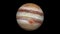 The Planet Jupiter Rotating Isolated Over Black