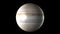 Planet Jupiter rotating in its own orbit in the outer space. 3D Rendering