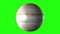 Planet Jupiter rotating in its own orbit in the outer space. Green screen