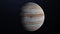 Planet Jupiter in Space rotating and drifting away, stars in background - 4K