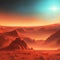 Planet mars 3d illustration, orange red eroded mars surface