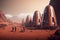 Planet Mars colonization concept. Generative AI