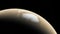 Planet Mars in deep space. spacecraft flies near Mars in the solar system. Cinematic 3d animation of planet Mars