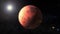 Planet Mars rotates in space